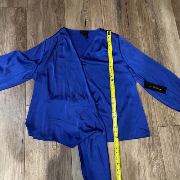 DONNA KARAN Women's Faux-Wrap Long-Sleeve Top Size XL In Marbella - Picture 6 of 11